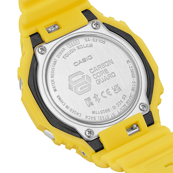 初代G-SHOCKのデザインコンセプトを受け継いだGA-2100の八角形フォルムはそのままに、スマートフォンリンクとタフソーラーを搭載しました。