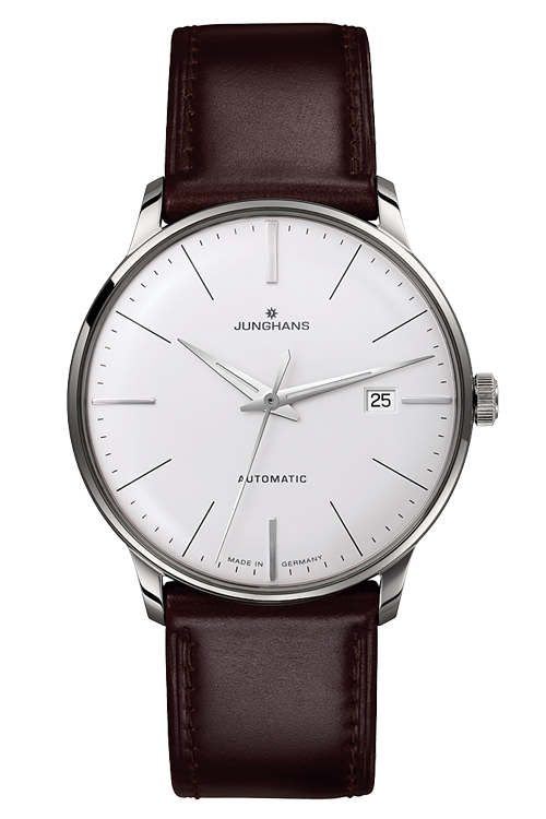 JUNGHANS　ユンハンス　ドイツ　自動巻　機械式　３針　レザー　ブラウン　白文字盤　シンプル　ビジネス　普段使い　ユニセックス　マイスタークラシック　027 4310 00