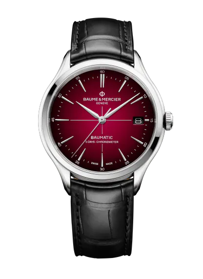 baume & mercier 機械式腕時計　赤　シャア専用　ワインレッド　ボーマテック　自社ムーブメント　ボーム＆メルシェ　自動巻き　腕時計　フェラーリ　