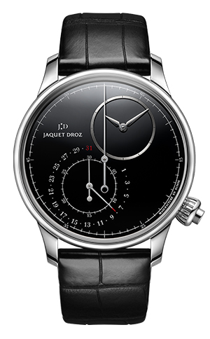 JAQUET DROZ(ジャケ・ドロー) 2020新作 圧倒的な存在感を漂わせるオニキスが、グラン・セコンドを神秘的な漆黒さで包み込む。ジャケ・ドロー「グラン・セコンド オフセンター クロノグラフ ブラック オニキス」