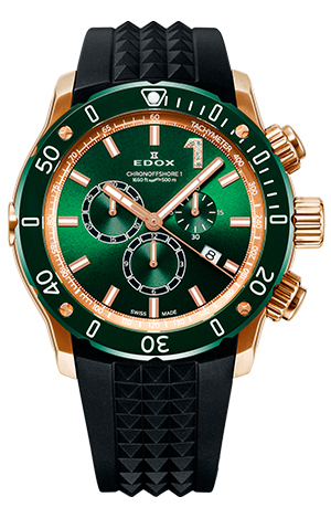 EDOX(エドックス) 2021新作 タフネスとエレガンスを併せ持つタイムピース。エドックス「クロノオフショア1」グリーンダイアル