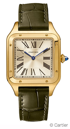 Cartier(カルティエ) 2020新作 サントス=デュモン自身が手がけた製図がケースバックにエングレービングされた。カルティエ「サントス デュモン」