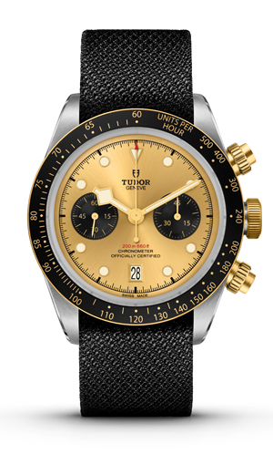 TUDOR(チューダー) 2022新作 チューダー「ブラックベイ」コレクションの中で、ひと際シックなオーラを纏うスチール＆イエローゴールドのクロノグラフ。