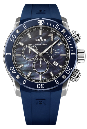 EDOX(エドックス) 2023新作 文字盤にブラック マザー・オブ・パール＆ダイヤモンドインデックスを採用した日本限定モデル。エドックス「クロノオフショア1 クロノグラフ ジャパン リミテッドエディション」