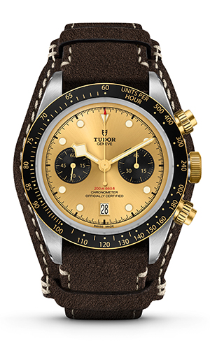 TUDOR(チューダー) 2022新作 チューダー「ブラックベイ」コレクションの中で、ひと際シックなオーラを纏うスチール＆イエローゴールドのクロノグラフ。