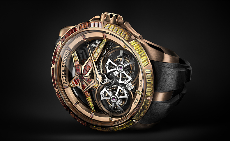 ROGER DUBUIS(ロジェ・デュブイ) 2024新作 色彩の旋風。ロジェ・デュブイ「エクスカリバー サンライズ ダブルトゥールビヨン」