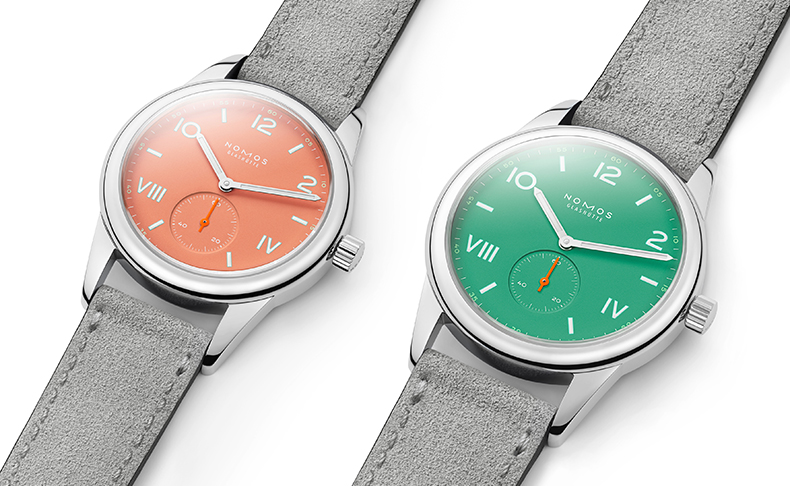 NOMOS Glashütte(ノモス グラスヒュッテ) 2023新作 おおらかな心とエネルギー。ノモス グラスヒュッテ「クラブ キャンパス クリームコーラル & エレクトリックグリーン」