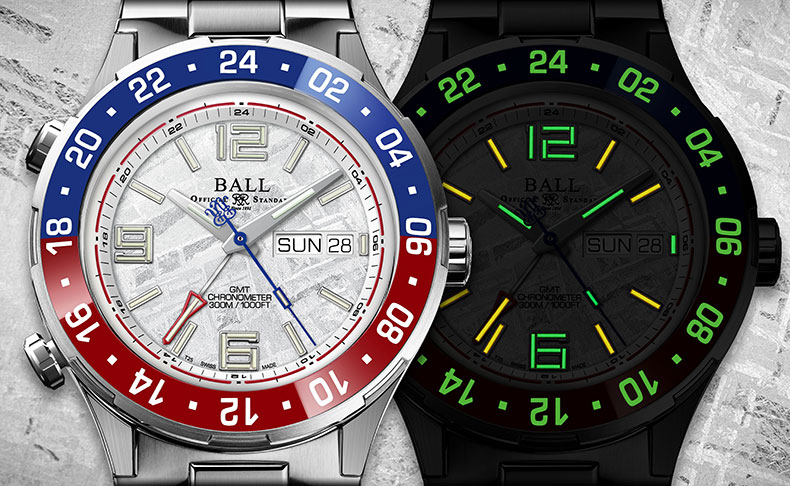 BALL WATCH(ボール ウォッチ) 2024新作 世界初の日付・曜日表示付きGMTウォッチである、ボール ウォッチ「ロードマスター マリン GMT」に隕石文字盤のオンラインブティック限定仕様が登場