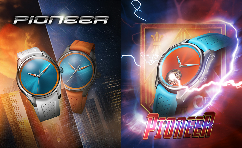 H.Moser & Cie.(H.モーザー) 2025新作 鮮やかなカラーの3モデル。H.モーザー「パイオニア・シリンドリカル トゥールビヨン スケルトン スパイスドアクア」「パイオニア・トゥールビヨン スパイスドアクア」「パイオニア・センターセコンド スパイスドアクア」