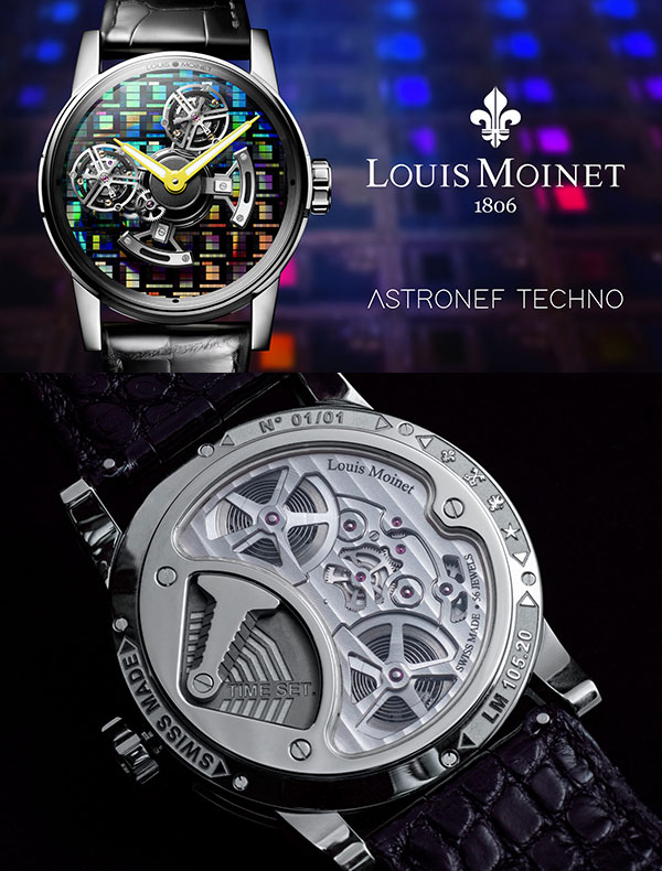 LOUIS MOINET(ルイ モネ) シリコンウエハー文字盤とダブルサテライトトゥールビヨンの虹色のショーが彩るユニークピース。ルイ・モネ「アストロネフ テクノ」を発表