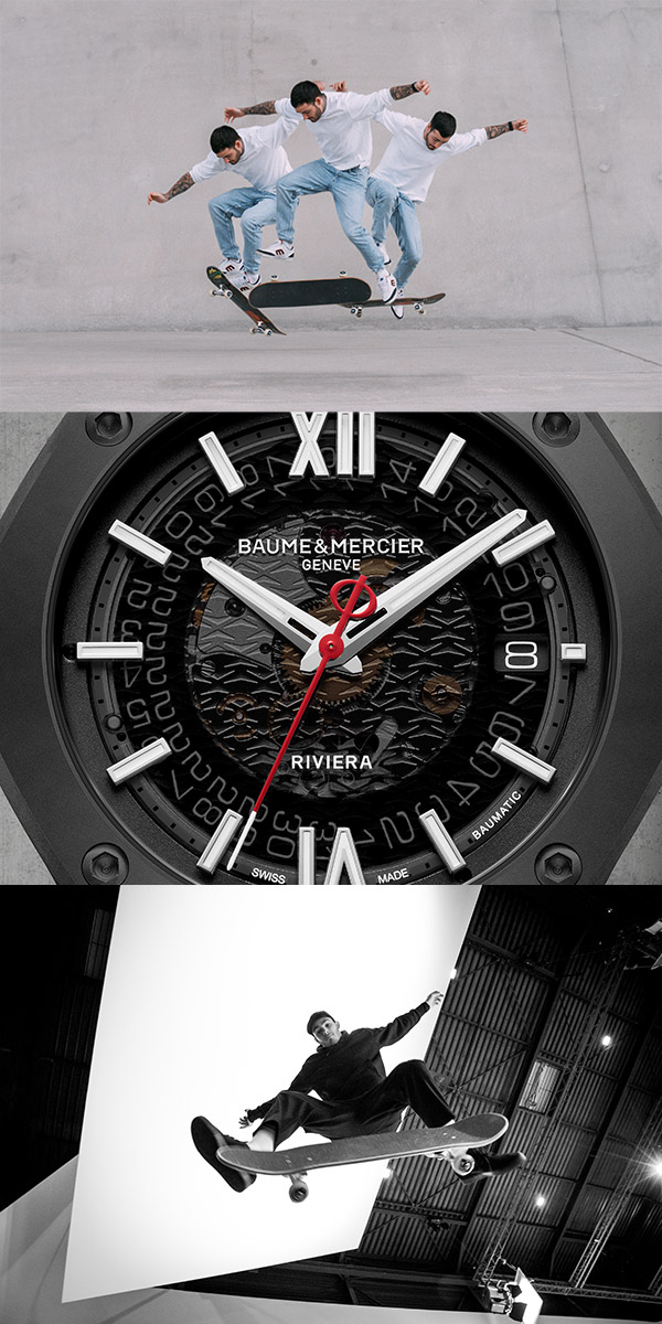 BAUME & MERCIER(ボーム＆メルシエ) 2024新作 ウォッチとスケートボードの世界の対話。ボーム＆メルシエ「リビエラ オレリアン・ジロー スペシャルエディション」