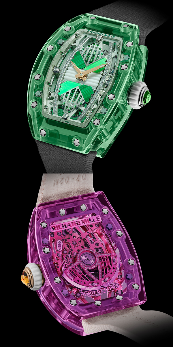 RICHARD MILLE(リシャール・ミル) 2024新作 カラーサファイアのエレガンス。リシャール・ミル「RM 07-02 オートマティック サファイア」