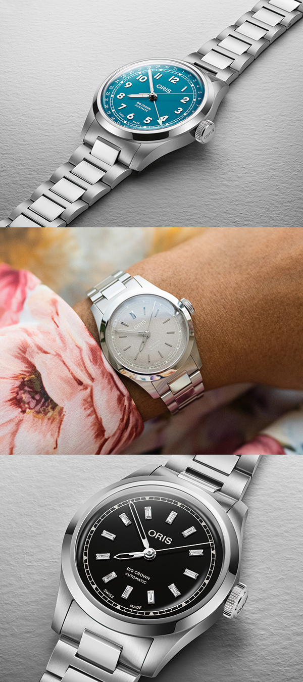 ORIS(オリス) 2025新作 1938年に登場した、オリスを象徴する「ビッグクラウン ポインターデイト」が、新鮮なルックと楽しくて新しいカラーパレットで再登場